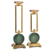 Classic Gold Finish Decorative Marble Embedded Metal Candle Holders - Lixra 