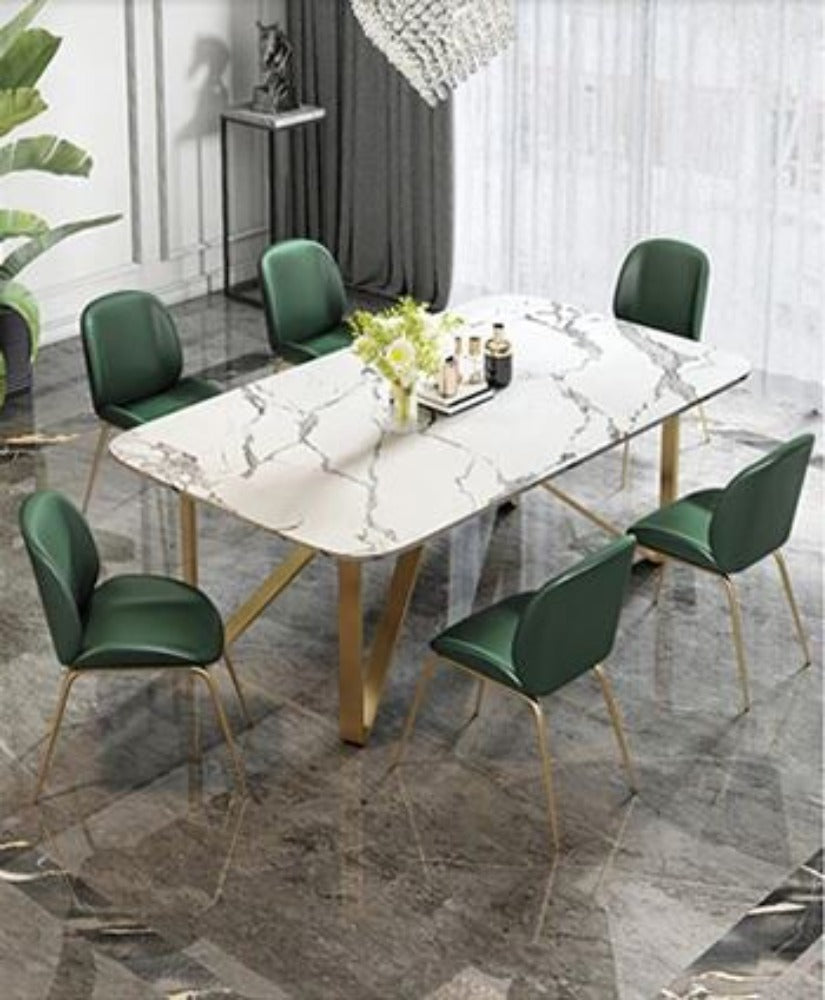 Home Desire Luxurious Look Marble Top Dining Table Set - Lixra