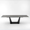 Luxurious Design Glossy Black Marble-Top Extendable Dining Table / Lixra