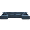 Polyester And Linen Fabric Wooden Sectional Sofa Set / Lixra