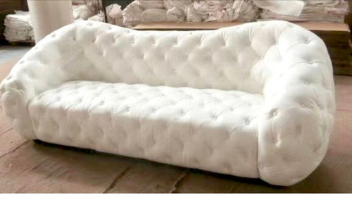 Contemporary Chesterfield Design White Top Grain Italian Leather 3-Seater Sofa / Lixra