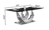 Fine-Completion C-Formed Steel Base Shiny Glass Top Dining Table / Lixra