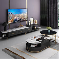 Creative Stylish Steel Embedded Multifunctional Marble Top Coffee Table and TV Stand - Lixra