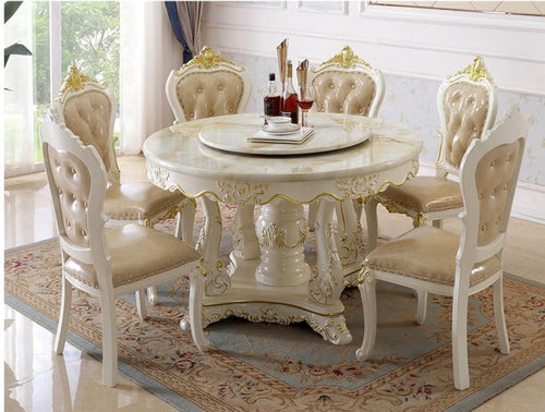 Antique Design Round Flower Shaped Dining Table With Chairs - Lixra