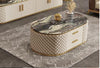 Striking Look Leather Finish Marble Top Coffee Table - Lixra