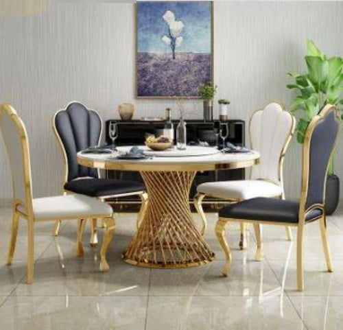 Contemporary Exemplary Solace Round Marble-Top Dining Table Set / Lixra