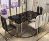 Contemporary Italian Style Marble Top Rectangular Shaped Dining Table Set - Lixra