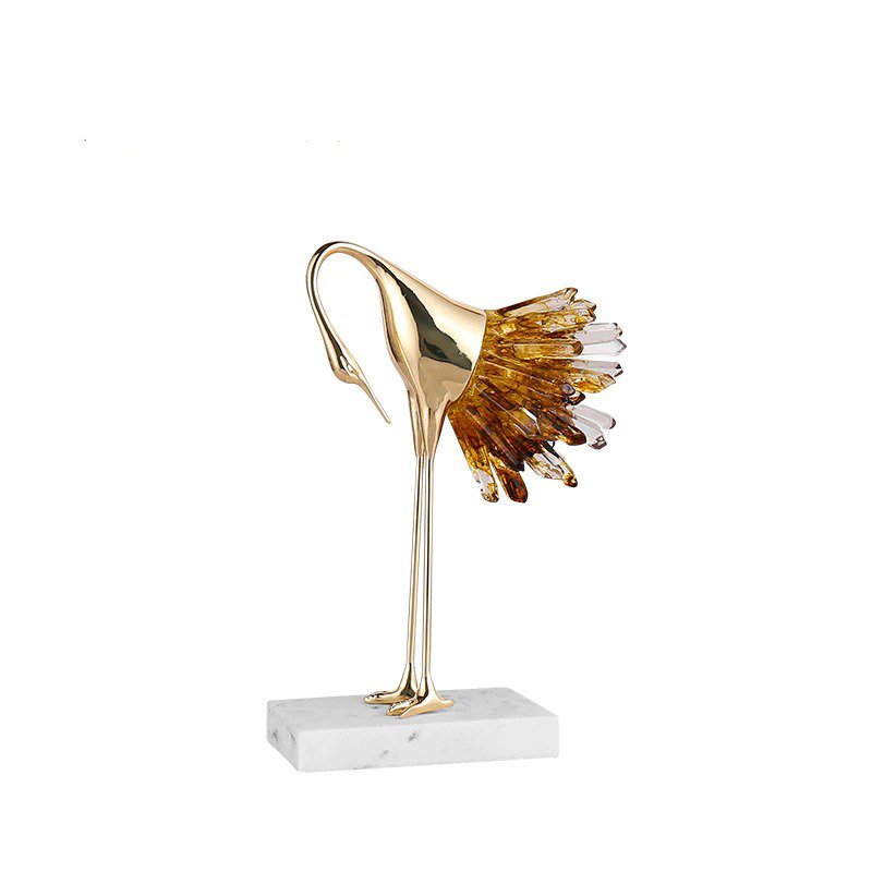 Creative Resin Ornaments Crystal Showpiece  in White and Gold Finish / Lixra
