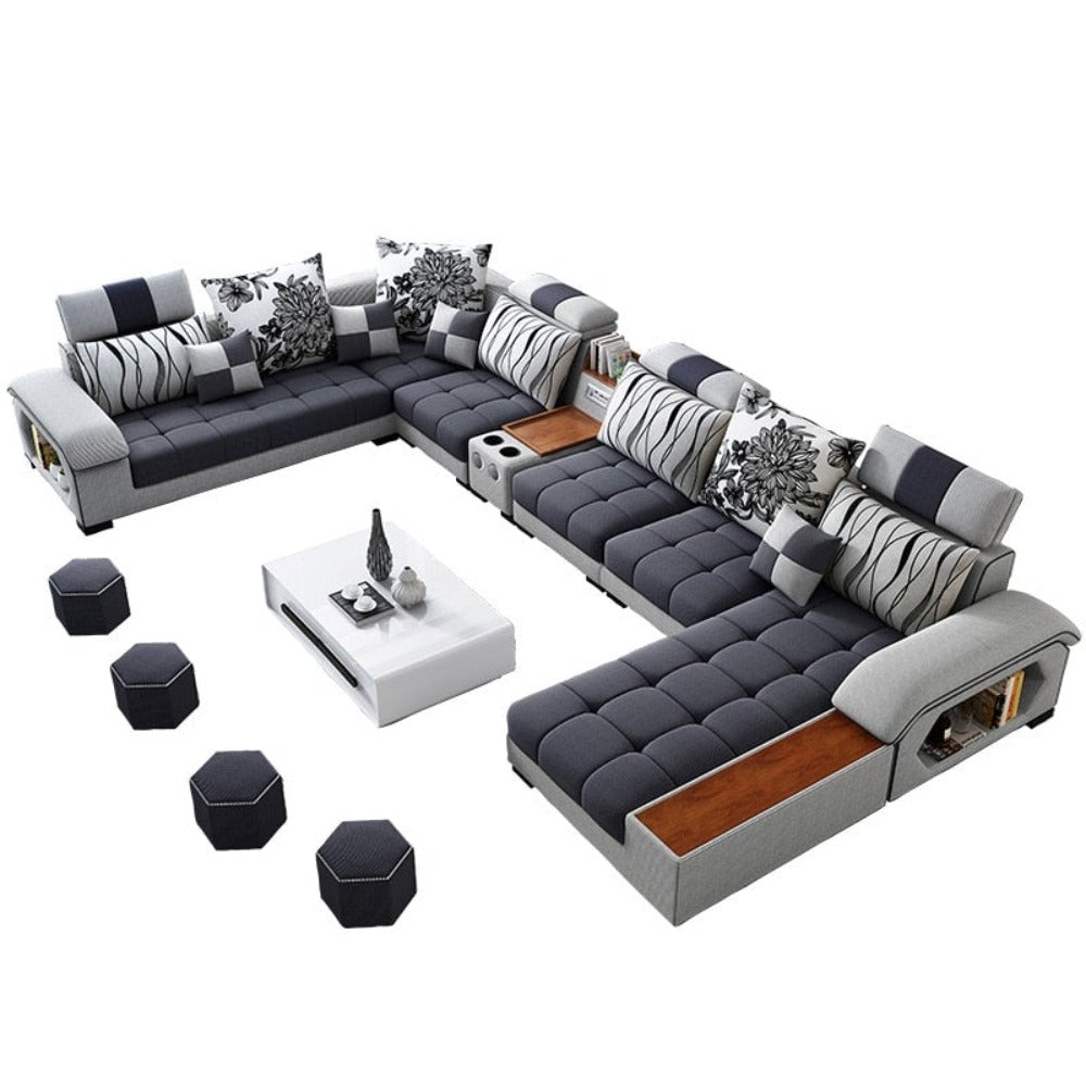 Enchanting Minimalist Modern Grey Shades Fabric Sectional Sofa - Lixra