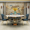 Modern Luxurious Marble-top Dining Table Set With Lazy Susan - Lixra