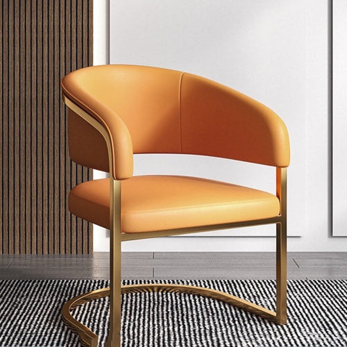 Contemporary Luxurious Gold Finish Leather Dining Chairs - Lixra