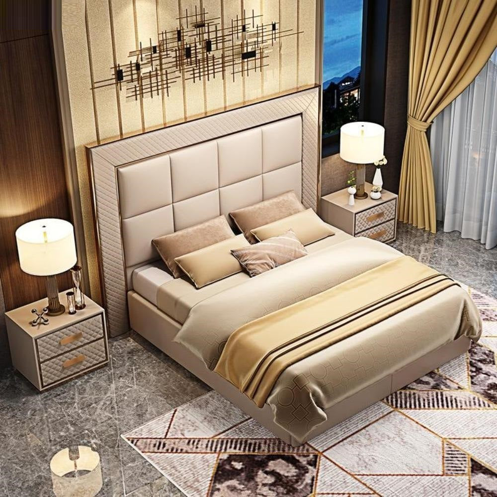 Italian Modern Aesthetic Designed Luxurious Leather Bed - Lixra