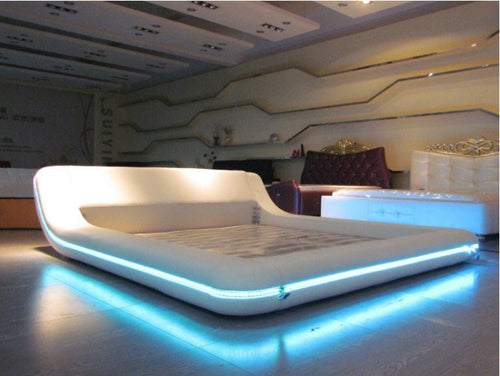 Elementary Design Comfy Leather Splendid Bed With LED Lights - Lixra