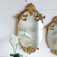 Gold Finish Aesthetic Decorative Mirror / Lixra
