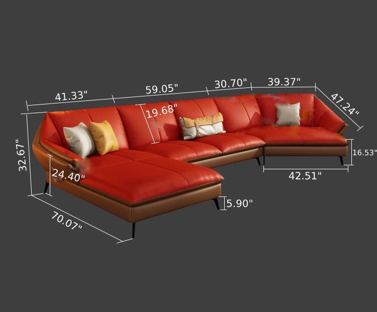 Exquisite Design ArcShaped Leather Sectional Sofa