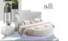 Button-Tufted Luxurious Round Leather Bed With LED Lights / Lixra