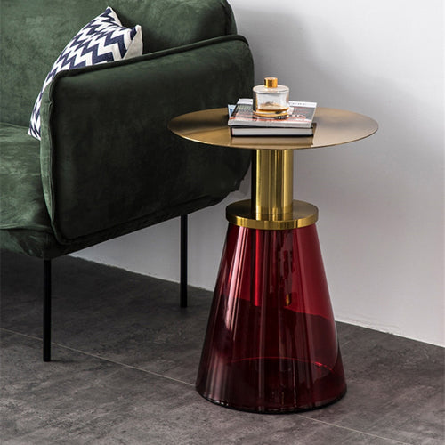 Glass Frustum Base Round Top Side Table - Lixra
