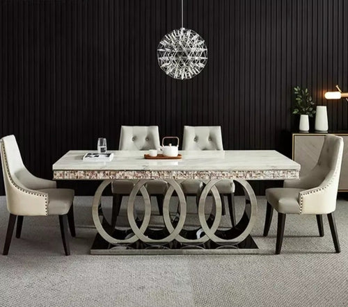 Marvellous Luxurious Modern Marble Top Dining Table Set / Lixra