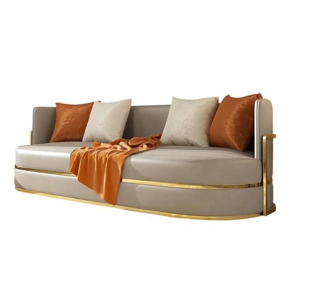 Modern Luxurious Comfort Style Glossy Finish 3 Seater Leather Sofa - Lixra