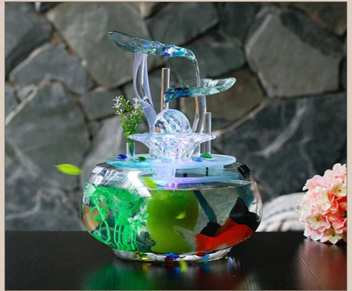 Modern Style Corner Attraction LED Light Fish Tank Water Fountain / Lixra