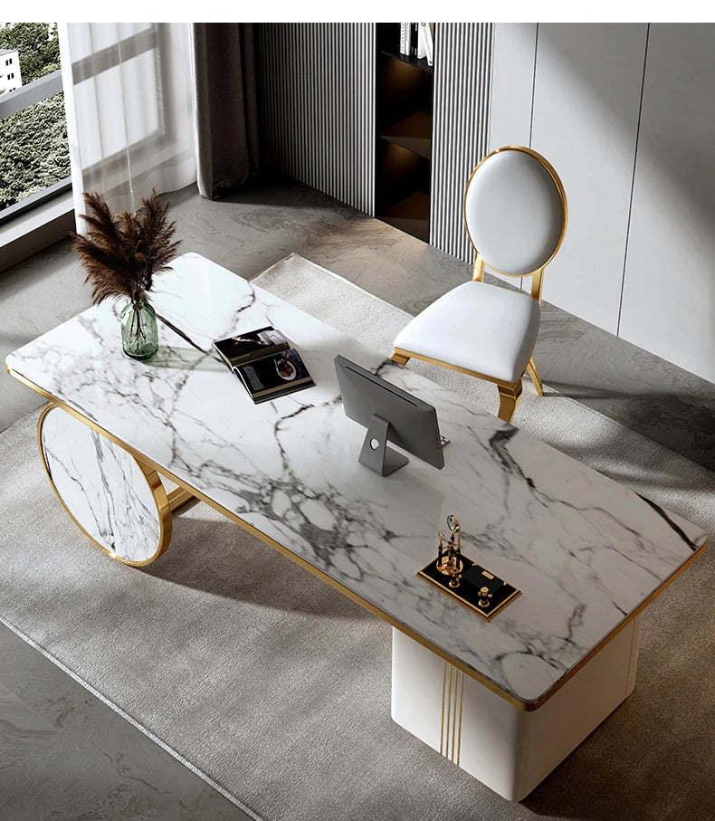 White desk marble deals top