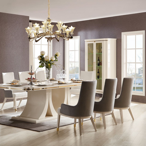 Modern Luxurious Polished Wooden Splendid Dining Table Set - Lixra