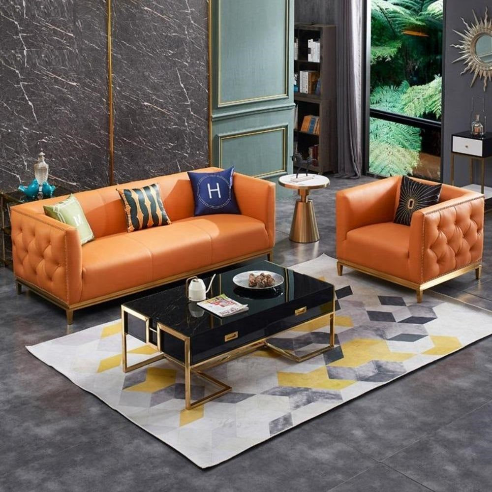 Fine Furnished Leather Sofa Set