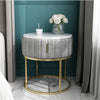 Modern Round Marble Finish top Nightstand With Steel Frame Base - Lixra