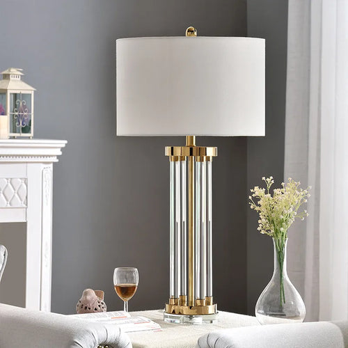 Crystal Clarity Golden Sleek Table Lamp/ Lixra