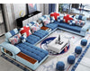 Enchanting Modern Blue Shades Fabric Sectional Sofa With Colorful Cushions - Lixra