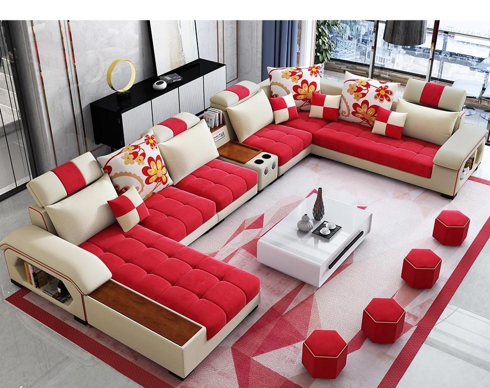 Enchanting Minimalist Modern Red Fabric Sectional Sofa - Lixra