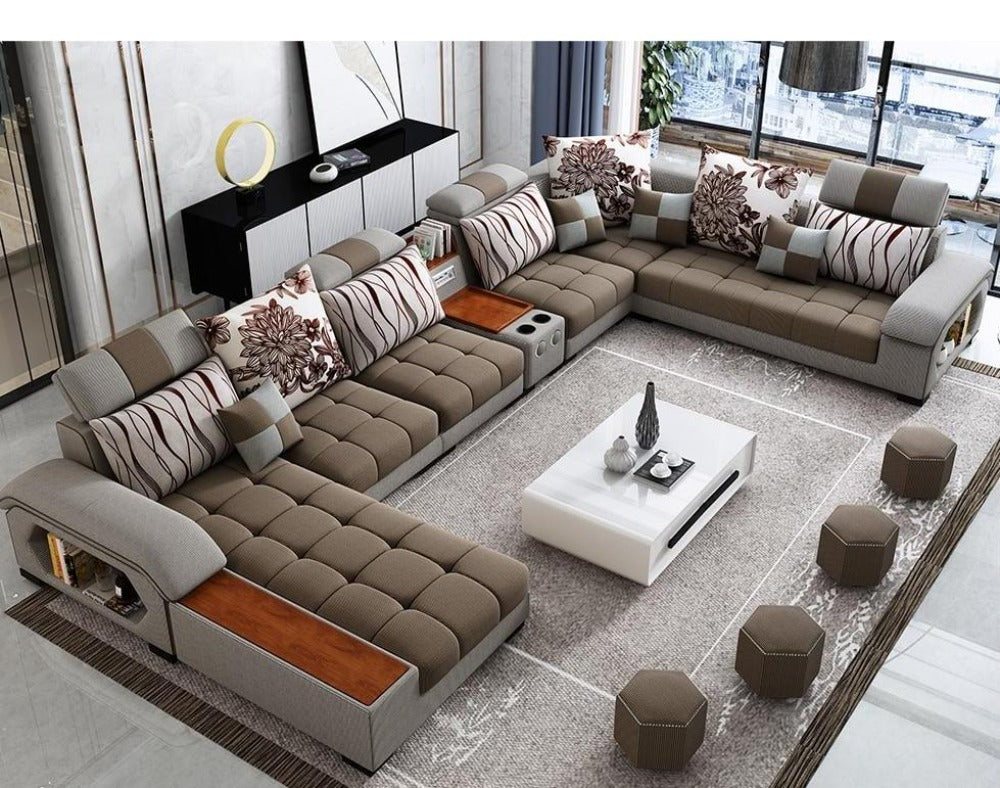 Enchanting Minimalist Modern Chocolate Brown Fabric Sectional Sofa - Lixra