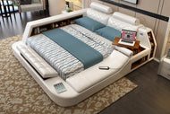 Button-Tufted Design LED Leather Bed / Lixra