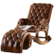 European Wooden Accent Chair with Foot Stool / Lixra
