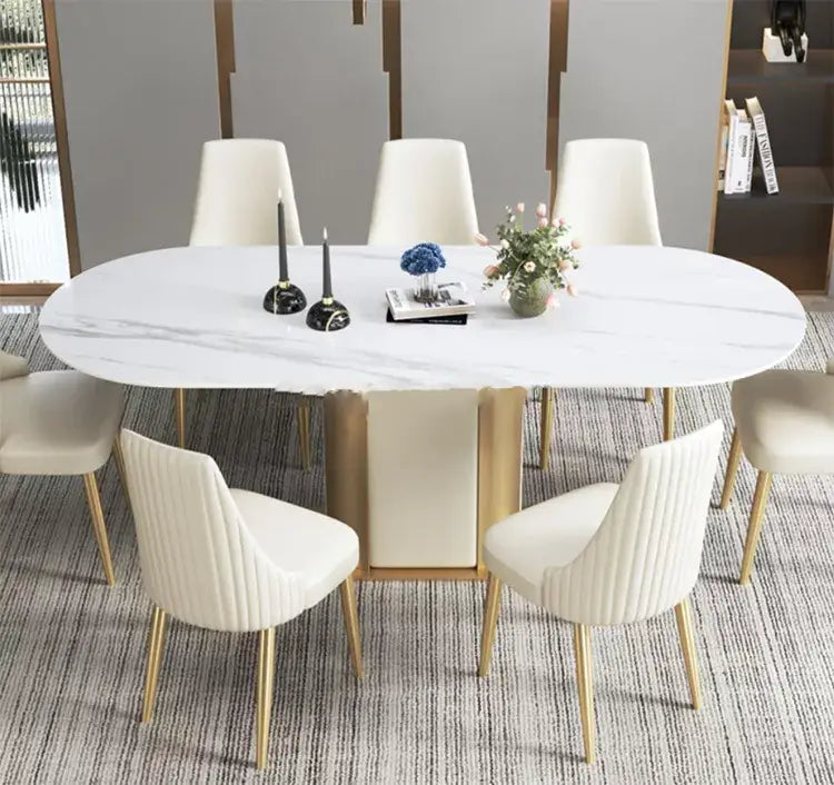Contemporary Palatial Marble-Top Luxurious Dining Table Set - Lixra