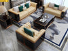 Elegant Style Tufted Designed Wooden Polished Leather Sofa Set - Lixra