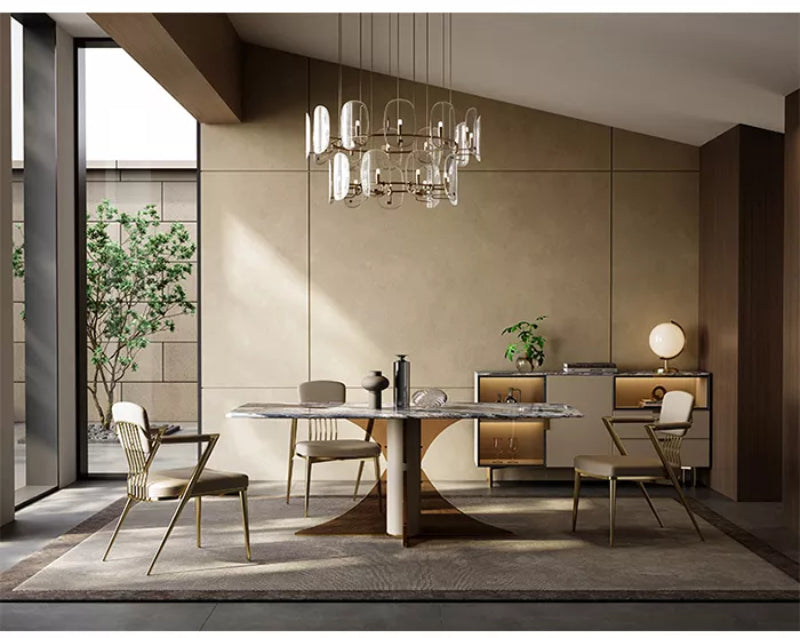 Luxurious Design Splendiferous Marble-Top Dining Table Set / Lixra
