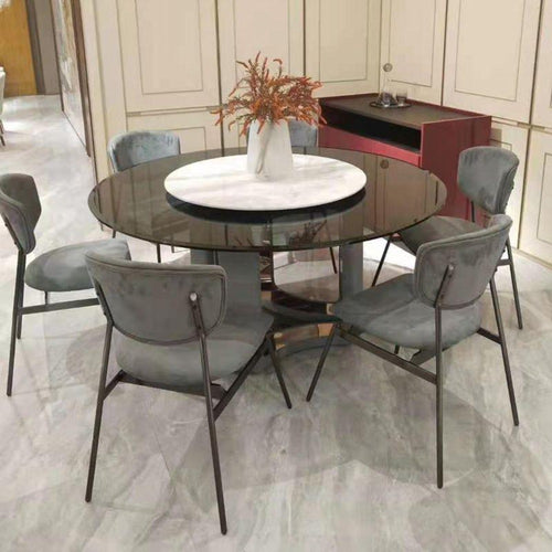 Classic Urban Style Round Shaped Marble Top Dining Table Set - Lixra