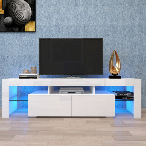 Gleamy Finish Wooden Attractive TV Cabinet With LED - Lixra