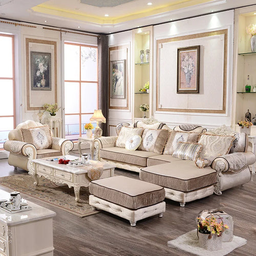 Aristocrat Fabric Sofa Set With Chaise/ Lixra