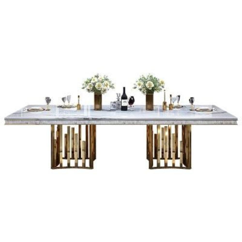 Modern Rectangular Shaped Multipurpose Marble Top Dining Table - Lixra