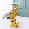 Creative Design Exquisite Resin Side Table With Glass Top - Lixra