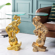 Exquisite Resin Side Table With Glass Top / Lixra