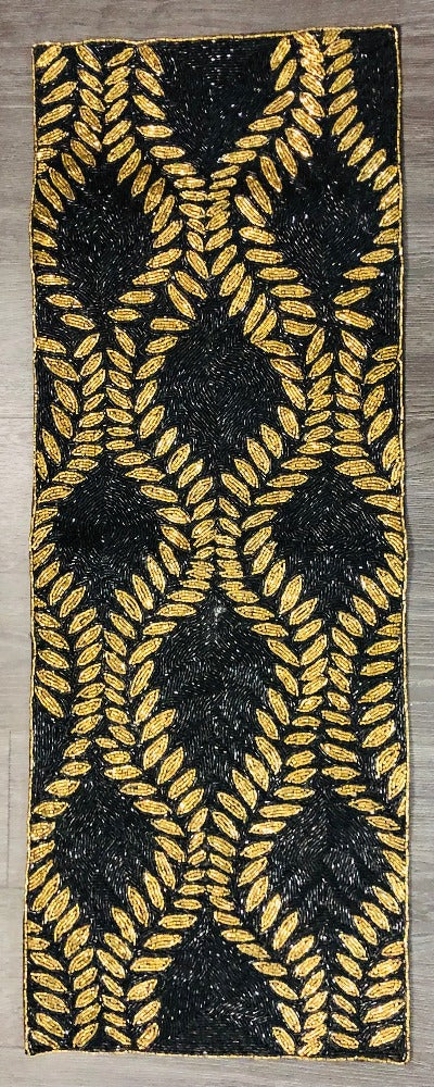 Black and Gold Glass Beads Stunning Table Runner - Lixra