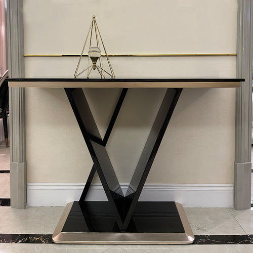 Modern Gleamy Finish Metallic Resplendent Console Table - Lixra