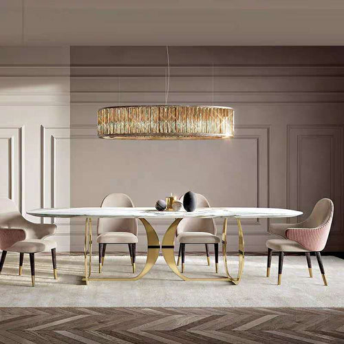Exclusive Modern Design Marble-Top Dining Table Set / Lixra