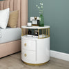 Modern Light Luxury Gleamy Marble Top Nightstand - Lixra