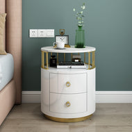 Set Of 2 Gleamy Marble Top Nightstand / lixra