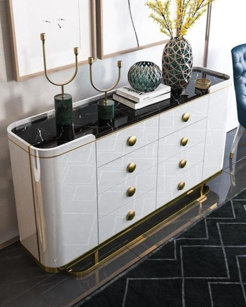 Marble Riser Buffet Marble Top Modern Buffet Table - Lixra.com