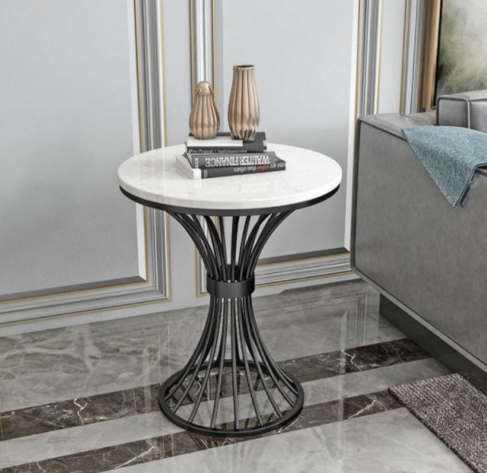 Marble Top Metal Frame Side Table / Lixra